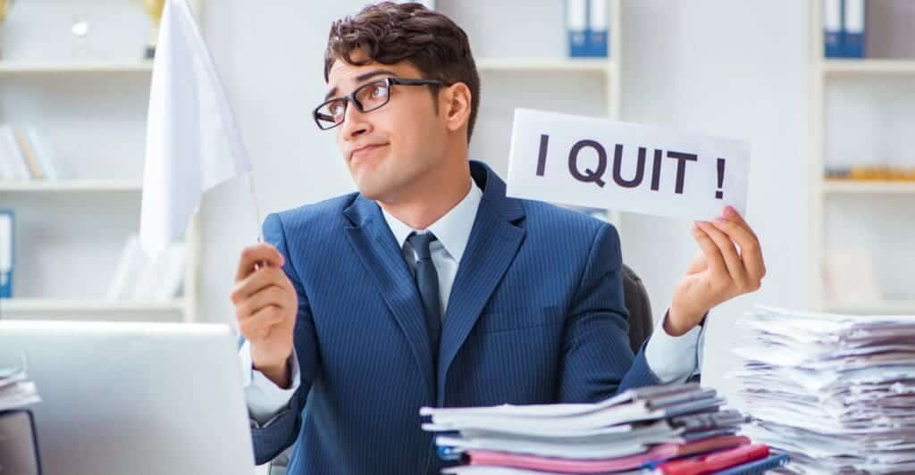 shows a person quitting their job