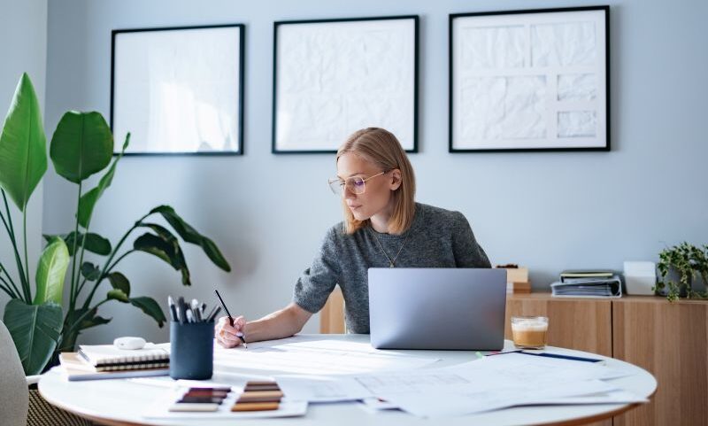 Interior designer working on a project