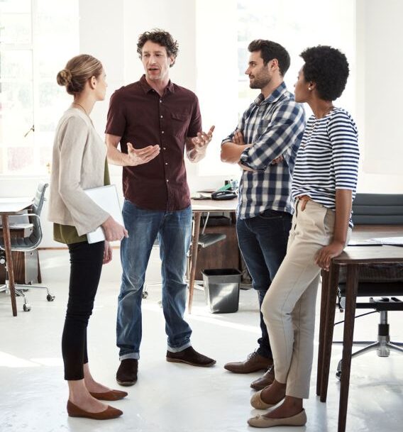association staff discussing volunteer program processes
