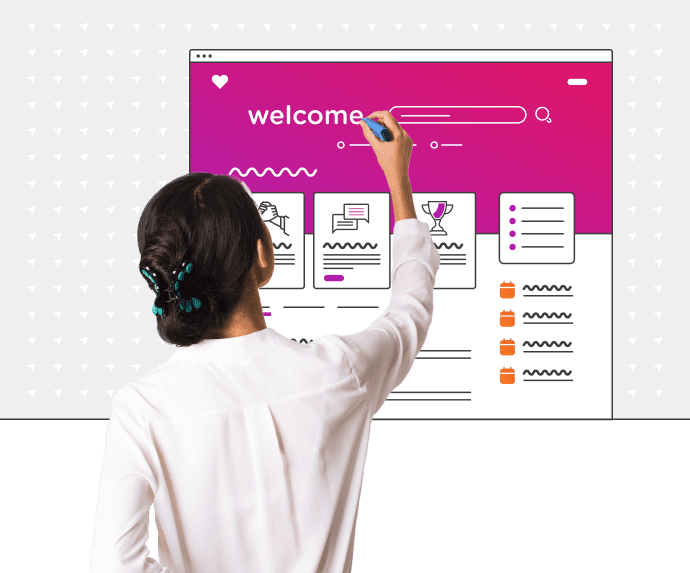 woman writing welcome