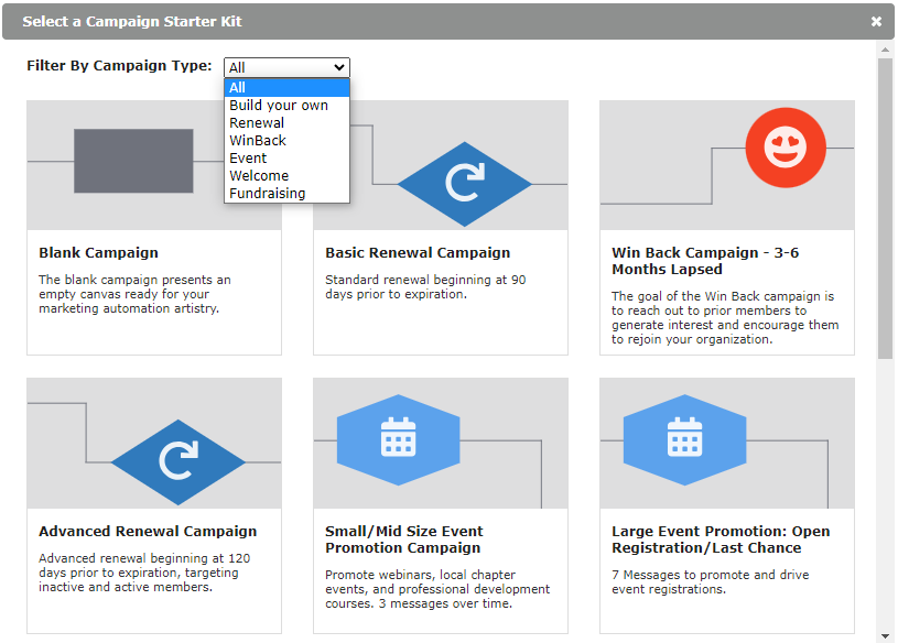 Higher Logic's automated email campaign starter kits help you set up campaigns and personalized steps triggered by user actions.