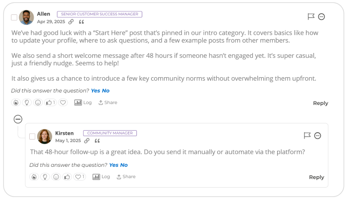 Higher Logic Vanilla nested comments